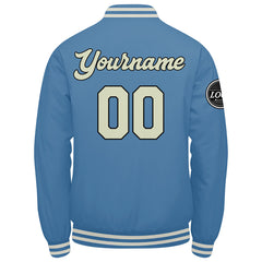 Benutzerdefinierte Verlauf Varsity-Jacke. Letterman-Jacke Hellblaue Creme