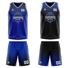 Benutzerdefinierte Blau Schwarz Weiß Reversible Basketball Jersey Personalisierte Print Name Nummer Logo