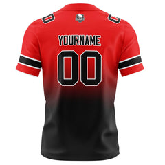 Benutzerdefinierte Rot & Schwarz Gradient Fußball Trikots Personalisierter Name Nummer Logo