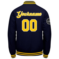 Benutzerdefinierte Verlauf Varsity-Jacke. Letterman-Jacke Marine Gelb