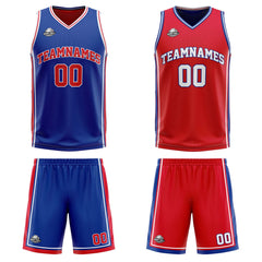 Benutzerdefinierte Royal Rot Weiß Reversible Basketball Jersey Personalisierte Print Name Nummer Logo
