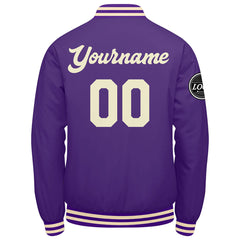 Benutzerdefinierte Verlauf Varsity-Jacke. Letterman-Jacke Lila Creme