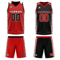 Benutzerdefinierte Rot Schwarz Reversible Basketball Jersey Personalisierte Print Name Nummer Logo