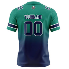 Benutzerdefinierte Grün Marineblau Gradient Fußball Trikots Personalisierter Name Nummer Logo