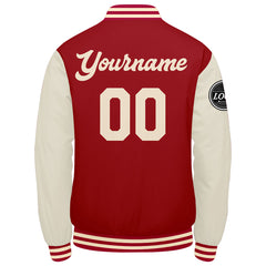 Benutzerdefinierte Verlauf Varsity-Jacke. Letterman-Jacke Rot Creme