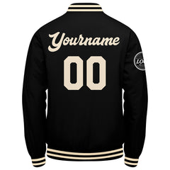 Benutzerdefinierte Verlauf Varsity-Jacke. Letterman-Jacke Schwarz Creme