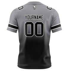 Benutzerdefinierte Grau Schwarz Gradient Fußball Trikots Personalisierter Name Nummer Logo
