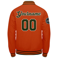 Benutzerdefinierte Verlauf Varsity-Jacke. Letterman-Jacke Olivgrün Orange