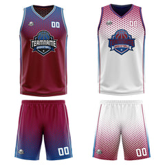 Benutzerdefinierte Rot Weiß Blau Reversible Basketball Jersey Personalisierte Print Name Nummer Logo