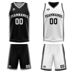 Benutzerdefinierte Schwarz Weiß Reversible Basketball Jersey Personalisierte Print Name Nummer Logo