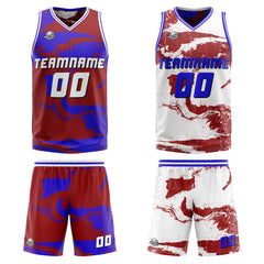 Benutzerdefinierte Rot Royal Reversible Basketball Jersey Personalisierte Print Name Nummer Logo