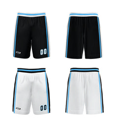 Benutzerdefinierte Schwarz Weiß Blau Reversible Basketball Jersey Personalisierte Drucken Name Nummer Logo