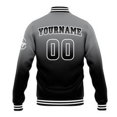 Benutzerdefinierte Verlauf Varsity-Jacke. Letterman-Jacke Grau Schwarz