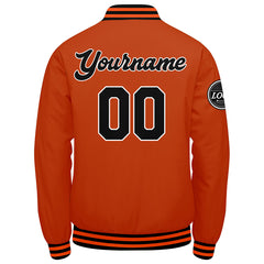 Benutzerdefinierte Verlauf Varsity-Jacke. Letterman-Jacke Schwarz Orange
