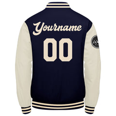 Benutzerdefinierte Verlauf Varsity-Jacke. Letterman-Jacke Marine Creme