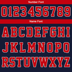 Benutzerdefinierte Varsity-Jacke. Letterman-Jacke für Männer, Frauen und Jugendliche Marine Rot