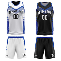 Benutzerdefinierte Weiß Blau Reversible Basketball Jersey Personalisierte Print Name Nummer Logo