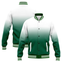 Benutzerdefinierte Verlauf Varsity-Jacke. Letterman-Jacke Weiß Grün
