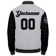 Benutzerdefinierte Verlauf Varsity-Jacke. Letterman-Jacke Grau Schwarz