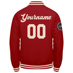 Benutzerdefinierte Verlauf Varsity-Jacke. Letterman-Jacke Rot Creme