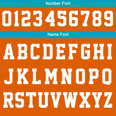 Benutzerdefinierte Varsity-Jacke. Letterman-Jacke für Männer, Frauen und Jugendliche Orange Teal