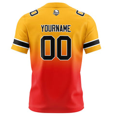 Benutzerdefinierte Hellorange Rot Gradient Fußball Trikots Personalisierter Name Nummer Logo