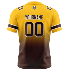 Benutzerdefinierte Gelb & Braun Gradient Fußball Trikots Personalisierter Name Nummer Logo