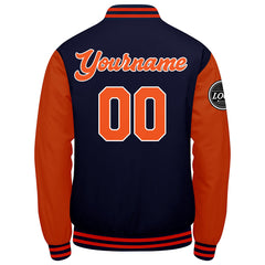 Benutzerdefinierte Verlauf Varsity-Jacke. Letterman-Jacke Marine Orange