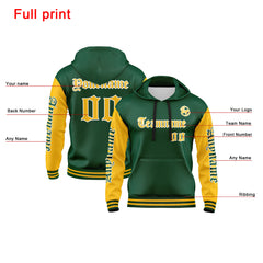 Benutzerdefiniert Grün Gelb Hoodie Personalisiert Männer Pullover Hoodie Gedruckt Team Name Number Logo für Frauen