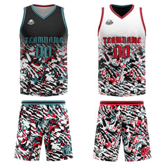 Benutzerdefinierte Schwarz Rot Reversible Basketball Jersey Personalisierte Print Name Nummer Logo