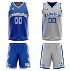 Benutzerdefinierte Royal Grau Weiß Reversible Basketball Jersey Personalisierte Print Name Nummer Logo