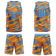 Benutzerdefinierter Orange Blau Basketball Jersey Uniform Anzug gedruckt Ihr Logo Name Nummer