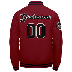Benutzerdefinierte Verlauf Varsity-Jacke. Letterman-Jacke Karminrot Schwarz