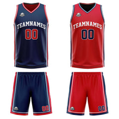 Benutzerdefinierte Marine Rot Weiß Reversible Basketball Jersey Personalisierte Print Name Nummer Logo