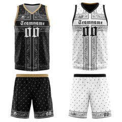 Benutzerdefinierte Reversible Basketball Jersey Personalisierte Print Name Nummer Logo Schwarz-Weiß