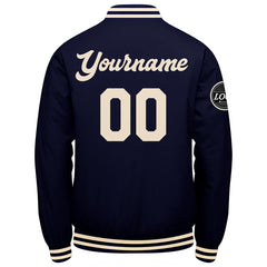 Benutzerdefinierte Verlauf Varsity-Jacke. Letterman-Jacke Marine Creme