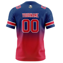 Benutzerdefinierte Marineblau & Rot Gradient Fußball Trikots Personalisierter Name Nummer Logo