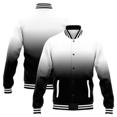Benutzerdefinierte Verlauf Varsity-Jacke. Letterman-Jacke Weiß Schwarz