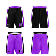 Benutzerdefinierte Schwarz Neon Lila Reversible Basketball Jersey Personalisierte Drucken Name Nummer Logo