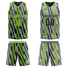 Benutzerdefinierte Grün Grau Reversible Basketball Jersey Personalisierte Print Name Nummer Logo
