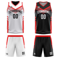 Benutzerdefinierte Weiß Rot Reversible Basketball Jersey Personalisierte Print Name Nummer Logo