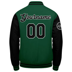 Benutzerdefinierte Verlauf Varsity-Jacke. Letterman-Jacke Grün Schwarz
