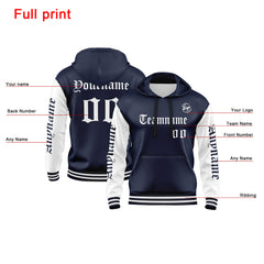 Benutzerdefiniert Marine Weiß Hoodie Personalisiert Männer Pullover Hoodie Gedruckt Team Name Number Logo für Frauen