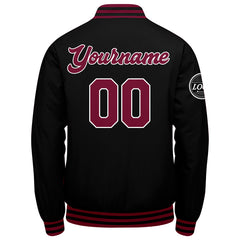 Benutzerdefinierte Verlauf Varsity-Jacke. Letterman-Jacke Karminrot Schwarz
