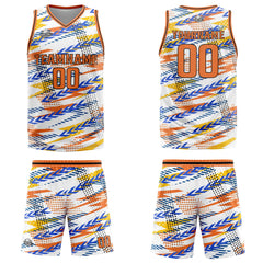 Benutzerdefinierter Weiß Orange Basketball Jersey Uniform Anzug gedruckt Ihr Logo Name Nummer
