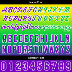 Benutzerdefinierter Verlauf Hoodie für Mann, Frau, Mädchen, Junge. Drucken Sie Ihr Logo, Ihren Namen und Ihre Nummer Gelb Grün Blau