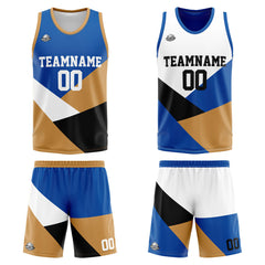 Benutzerdefinierte Reversible Basketball Jersey Personalisierte Print Name Nummer Logo Color Block-Royal&Gold
