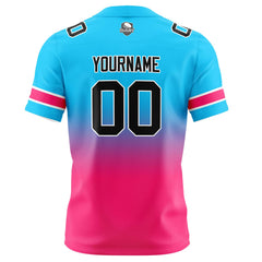 Benutzerdefinierte Hellblau Rosa Gradient Fußball Trikots Personalisierter Name Nummer Logo