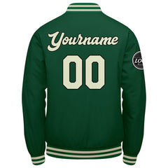 Benutzerdefinierte Verlauf Varsity-Jacke. Letterman-Jacke Grün Grüne Creme