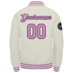 Benutzerdefinierte Verlauf Varsity-Jacke. Letterman-Jacke Creme Rosa